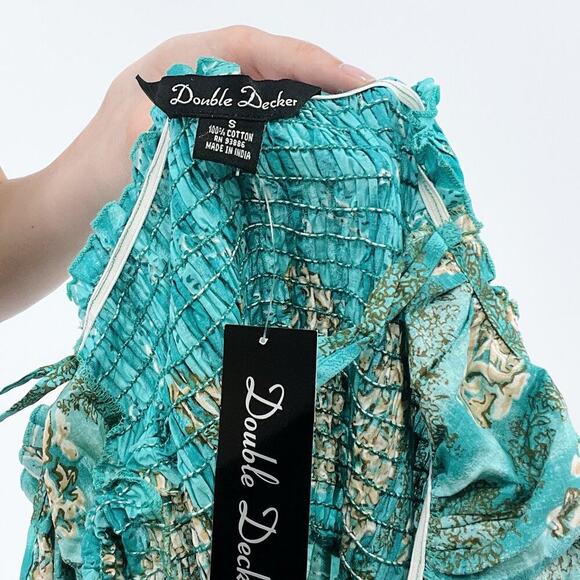 NWT Y2K Women’s Smocked Turqouse Paisley Halter Tie Dress Size Small - Picture 3 of 3